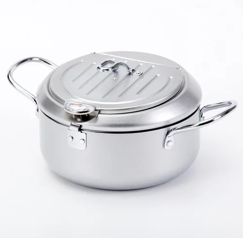 Vista 2 de Olla freidora, olla de papas fritas tempura sartén con termómetro (diámetro 8 pulgadas), 8 pulgadas