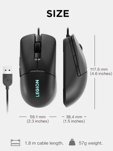 Vista 6 de Lenovo Legion KM310 RGB - Combo de teclado y mouse para juegos con cable - Teclado K310 con funcionamiento silencioso y diseño compacto resistente