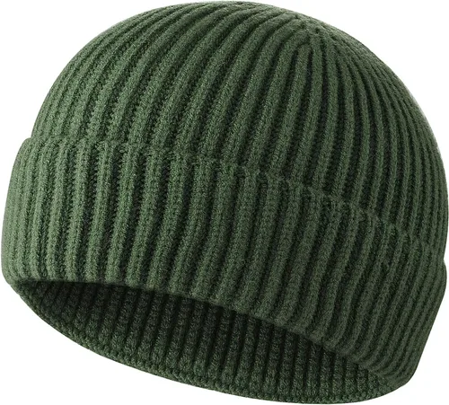 Vista 25 de ROYBENS Swag Wool Knit Cuff Short Fisherman Beanie for Men Women Winter Hat 1gris