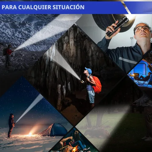 Vista 7 de Esgofo Linternas de alto lúmenes 10000 recargables, luz LED de mano súper brillante, potentes linternas de emergencia, impermeables, de larga