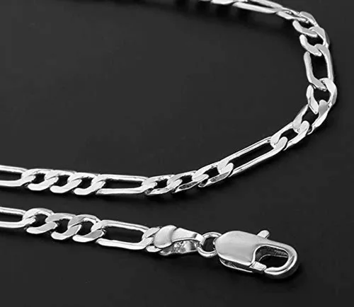 Vista 4 de PORI JEWELERS 10K White Gold 2MM,2.3MM, 5.5MM Figaro 3+1 Link Chain Necklace - Size 14"-30