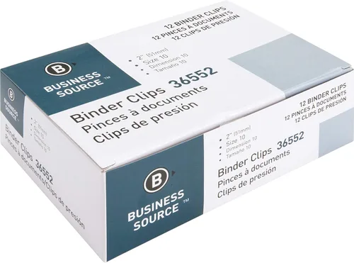 Vista 5 de Business Source Clips plegables para carpeta, color negro, grande (paquete de 12)