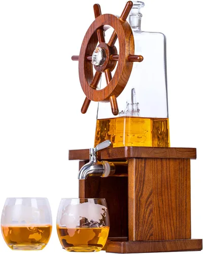 Vista 8 de Jillmo Juego de decantador de whisky, decantador de vidrio de 33.8 fl oz con 2 vasos de whisky de globo