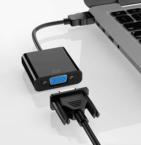 Vista 4 de Adaptador de conexión HDMI a VGA, adaptador HDMI macho a VGA hembra chapado en oro para computadora, proyector, HDTV, escritorio, laptop, PC