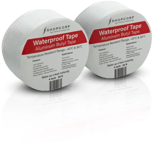 Vista 8 de Cinta multiusos de butilo de aluminio plateado impermeable – Lámina profesional de alta resistencia al calor plateada para sellar, parchear