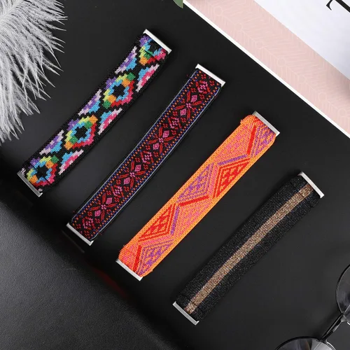 Vista 3 de TOYOUTHS Paquete de 2 bandas compatibles con Fitbit Versa 3 bandas de repuesto para Fitbit Sense, correa elástica de nailon, pulsera de moda