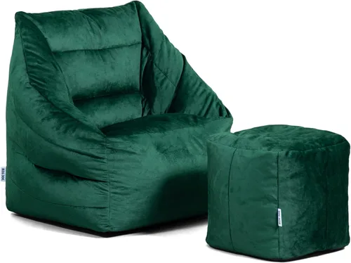 Big Joe Aurora - Paquete de puf y puf, terciopelo esmeralda profundo, poliéster suave, 3.5 pies
