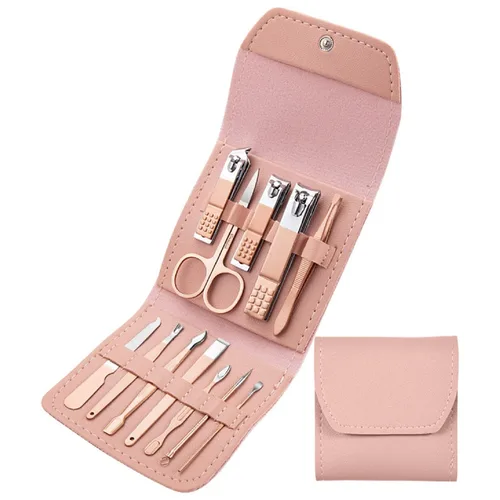 Vista 2 de Kit Manicure Pedicure X12 Piezas Viajero - Color: Rosa