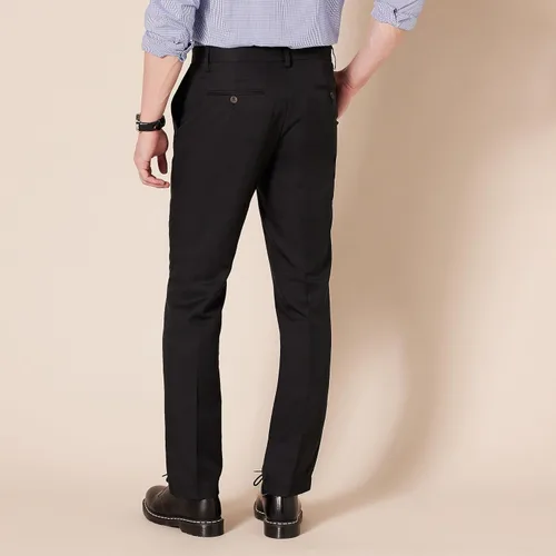Vista 2 de Tienda Essentials - Pantalón de vestir de corte ajustado y diseño frontal plano para hombre