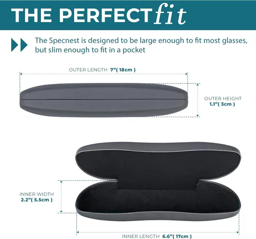 Vista 7 de SpecNest Funda de cristal para ojos delgada y delgada carcasa rígida para gafas carcasa de acero inoxidable con piel vegana para un aspecto