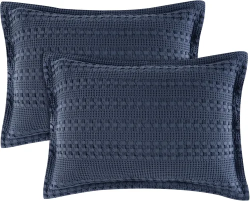 Vista 253 de PHF - Fundas de almohada 100% algodón con tejido gofre europeo, 26 x 26 pulgadas, 2 unidades para decoración elegante del hogar, para cama, sin