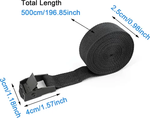 Vista 2 de RIO Direct 4 correas de amarre, correas de amarre resistentes, correas de amarre ajustables con hebilla de leva para motocicleta, carga, camiones