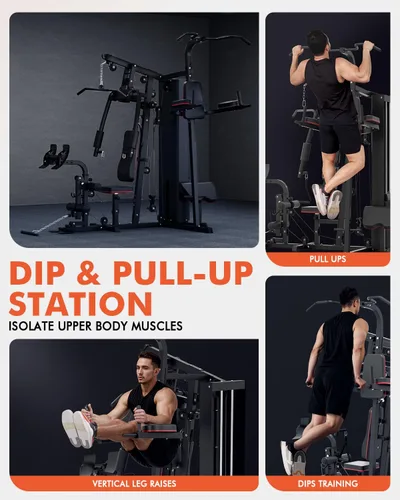 Vista 4 de Mikolo Home Gym, Workout Station with 150LBS Weight Stack, Multifunctional Home Gym Equipment, Exercise Equipment for Full Body Strength Training