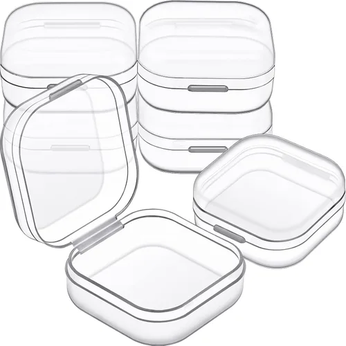 6 piezas de mini contenedores de almacenamiento de cuentas de plástico transparente para recolectar artículos pequeños, cuentas, joyas, tarjetas