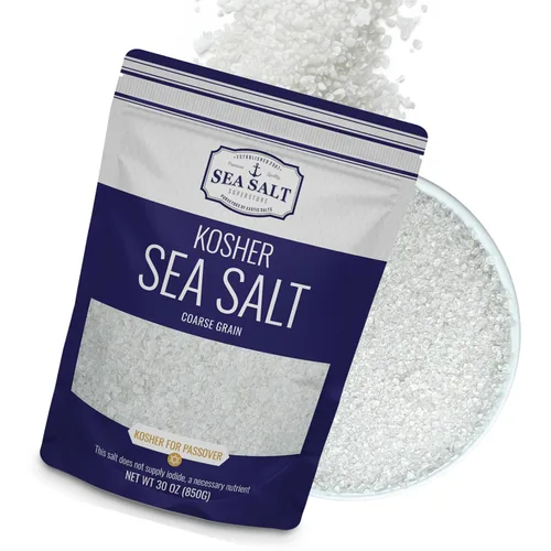 Sal marina kosher, sal kosher de grano grueso, reemplazo para sal de mesa, no yodada, totalmente natural, sin aditivos (bolsa de 30 onzas) - Sea