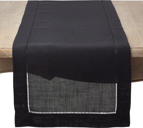 Vista 87 de SARO LIFESTYLE Servilleta de cóctel con borde cosido (juego de 12), negro, 6"x6