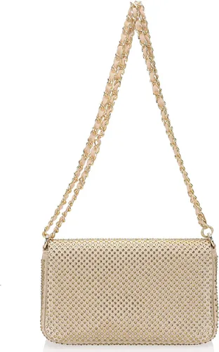 Vista 3 de Dexmay - Bolso clásico de cristal con solapa para fiesta, bolso de mano con diamantes de imitación