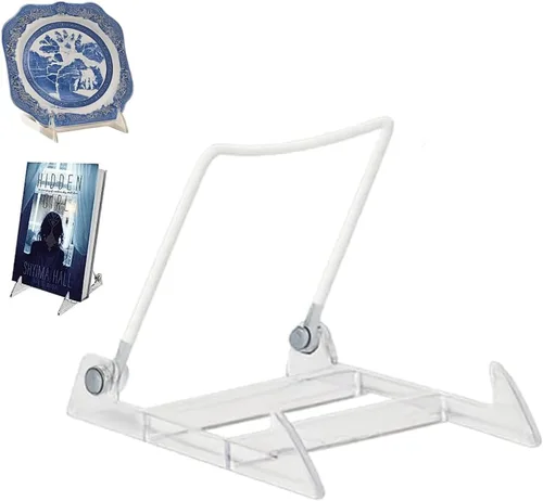 Vista 9 de KINGDOM SOLUTIONS Made in USA - Paquete de 2 caballetes acrílicos ajustables – Soporte para platos – Soporte resistente para libros de arte