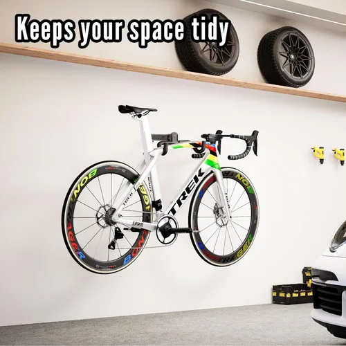Vista 6 de Soporte de pared para bicicleta, estante horizontal ajustable para almacenamiento de bicicletas para garaje y hogar, soporte de gancho de metal