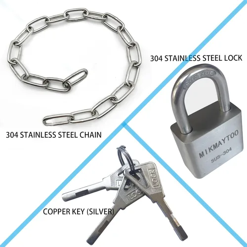 Vista 2 de Cerradura de cadena de bicicleta, cerradura de cadena de puerta, materiales de acero inoxidable 304. No se oxida, resistente a la corrosión