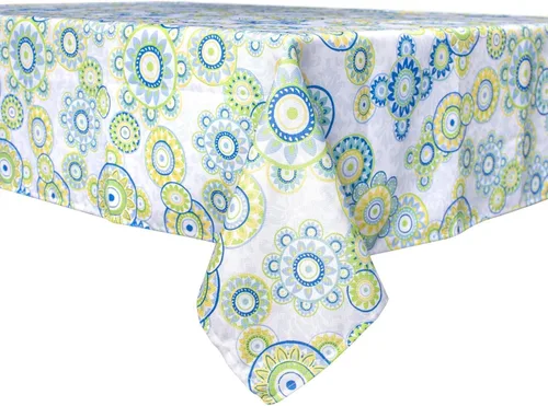 Vista 14 de ColorBird Mantel para exteriores con estampado botánico Spring Bloom, resistente al agua, a prueba de derrames, tela de poliéster con agujero