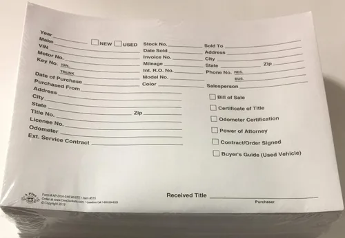 Vista 2 de Chaqueta de trato de vehículos - Sobre de ventas de automóviles - Blanco (P6) (100)