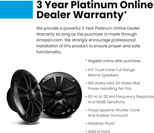 Vista 5 de BOSS Audio System gama completa – Altavoces marinos resistentes a la intemperie de 2 vías, se venden en pares