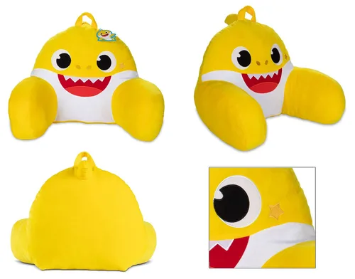 Vista 3 de Baby Shark Almohada de descanso para la espalda para niños para leer y ver la televisión, almohada de descanso en cama con brazos para descansar