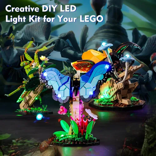 Vista 3 de LocoLee Kit de luces LED para Lego The Insect Collection 21342 Ideas Bugs, accesorios de iluminación compatibles con Lego Nature 21342 Butterfly Set