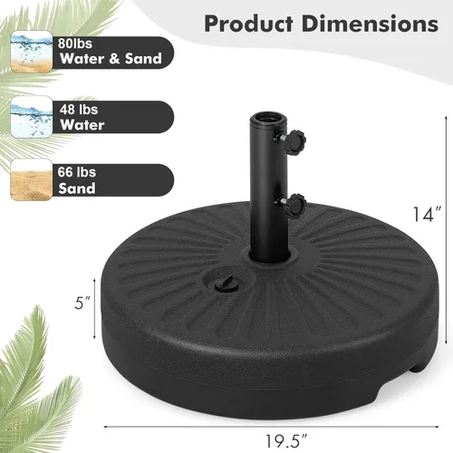 Vista 7 de Giantex Soporte de base para paraguas, relleno de agua de arena para postes de paraguas de 1.5 a 1.9 pulgadas, mango integrado, 2 perillas