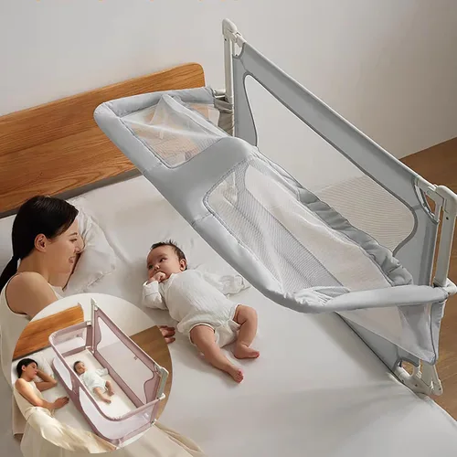 Vista 8 de Cuna de bebé 3 en 1, moisés de cama para bebé para dormir junto a mí, cuna de bebé, cuna portátil, ventana de malla transpirable y visible, funda