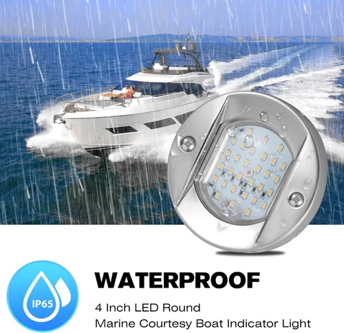 Vista 5 de HUSUKU Luces LED Marinas de Cortesía 4 pulgadas, SOOP3 P0-2 1800LM 30LED SUS316 Redondas IP65 Impermeables Luces Interiores de Popa de Barco