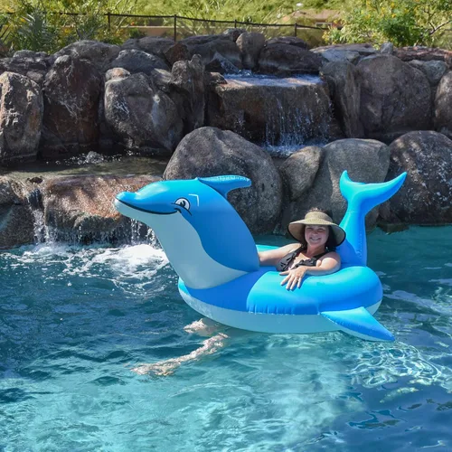 Vista 6 de GoFloats Dolphin Pool Float Party Tube - Balsas inflables para adultos y niños