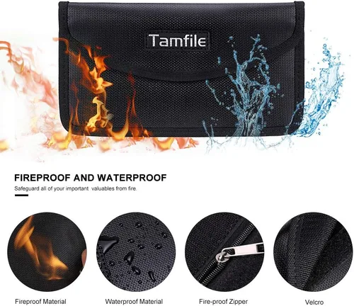 Vista 4 de Bolsa Faraday ignífuga con cremallera anti-seguimiento EMF GPS RFID bloqueo de señal de coche cartera blindaje bolsa protectora para teléfono