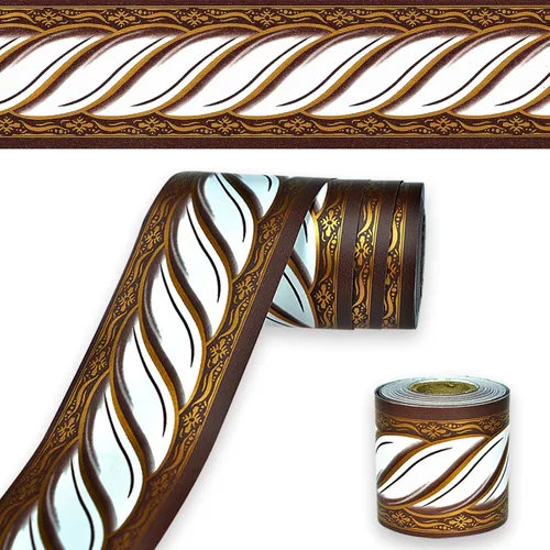 Vista 9 de Papel tapiz autoadhesivo para despegar y pegar, diseño abstracto moderno, marrón/blanco, extraíble, para pared, bordes decorativos para techo