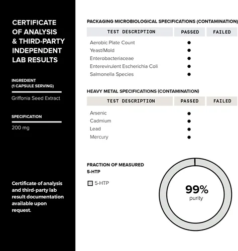 Vista 5 de Toniiq Cápsulas 5HTP de ultra alta resistencia – 99% más altamente purificadas y biodisponibles – Extracto concentrado 12:1 – 200 mg – 90 cápsulas