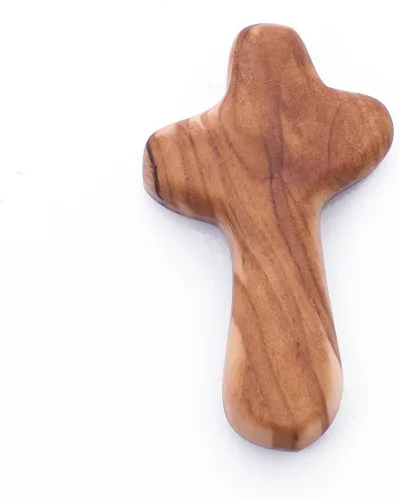 Cruz de sujeción de madera de olivo de Zuluf de 6.35 cm, para palma, católica, cristiana, regalo certificado de Tierra Santa, Belén