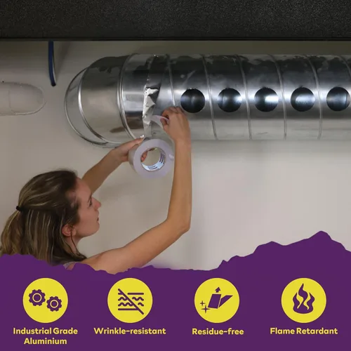 Vista 3 de ATack Cinta adhesiva reflectante de papel de aluminio, 2 pulgadas x 75 pies, 3.6 mil, cinta HVAC de aluminio de alta temperatura y resistente