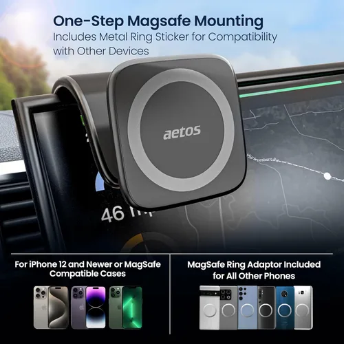 Vista 3 de aetos Soporte magnético para iPhone MagSafe para teléfono con base de succión adhesiva, compatible con iPhone 17/16/15/14 Pro/Plus/Max y teléfonos