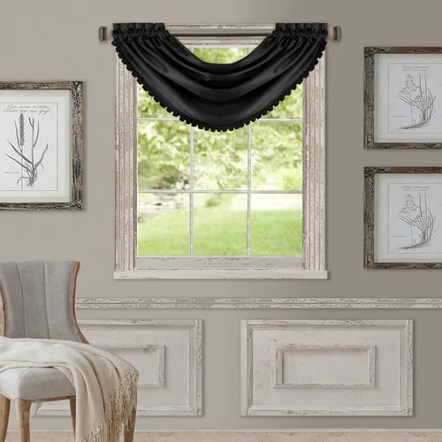 Elrene Cenefa de Ventana en Cascada para Oscurecer la Habitación Todo Tiempo, Accesorio para Ventanas de Dormitorio o Sala de Estar con Pestañas de