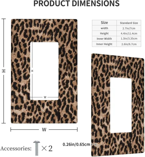 Vista 4 de Placa de interruptor de luz con estampado de leopardo de 1 banda, placa de pared basculante individual, placa decorativa eléctrica GFCI