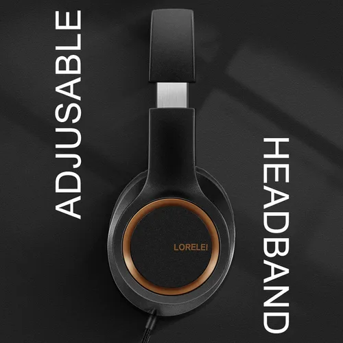 Vista 2 de LORELEI X8 - Auriculares de diadema con cable y micrófono con 1.45m de línea de nylon sin enredos y conector de 3.5mm, auriculares ligeros