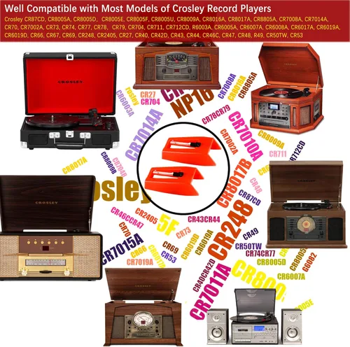 Vista 6 de Paquete de 2 agujas de repuesto para tocadiscos de rubí, agujas para tocadiscos Crosley Victrola Boytone Ion Jenson