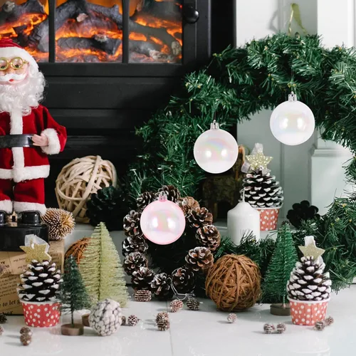 Vista 8 de 48 piezas de adornos colgantes para fiestas de boda para el nuevo hogar, bola de cumpleaños iridiscente transparente, decoración de bolas de arco