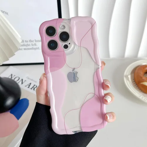 Vista 22 de DEFBSC Funda para iPhone 15 con bonito diseño ondulado, color negro