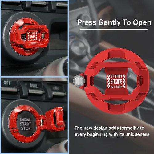 Vista 3 de Cubierta para botón de arranque a presión del motor del automóvil, cubierta para botón de arranque, cubierta de botón de encendido, protector