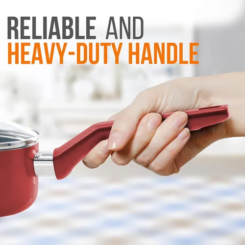 Vista 4 de NutriChef Olla con tapa, antiadherente de alta calificación, con tapas de vidrio templado transparente, 2 cuartos de galón