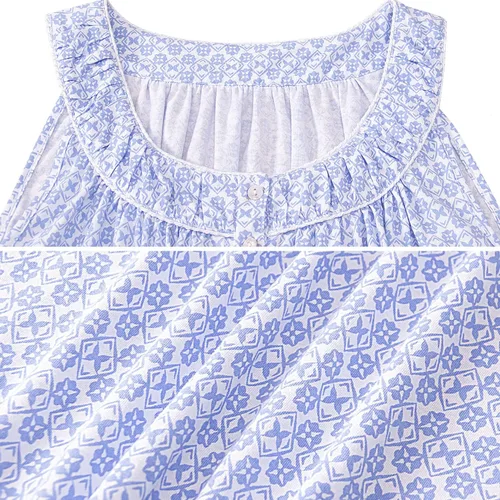 Vista 5 de FMIRREO Camisón de algodón para mujer, sin mangas, suave, cómodo, camisón largo para mujer