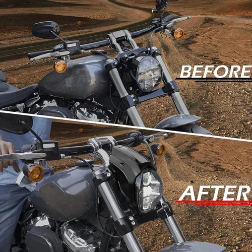 Vista 2 de Cubierta de carenado de faro negro brillante de aluminio para Harley Breakout, kit de cubierta de carenado de aluminio para Harley Davidson Softail