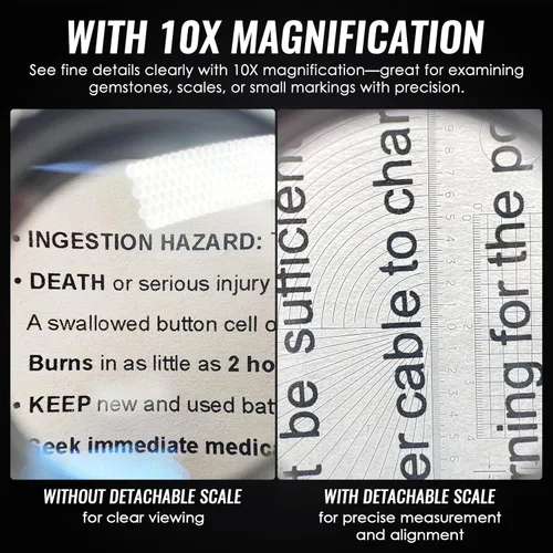 Vista 4 de Jewelers - Lupa iluminada de 0.984 in con lupa enfocada en LED para gemas, óptica textil, bordado, placa de circuito, monedas, escala de retícula